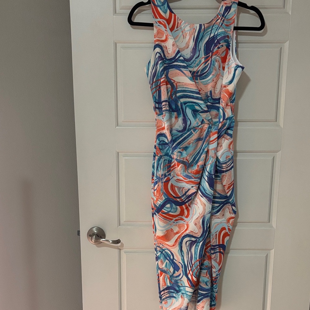 Abstract Print Sleeveless Dress